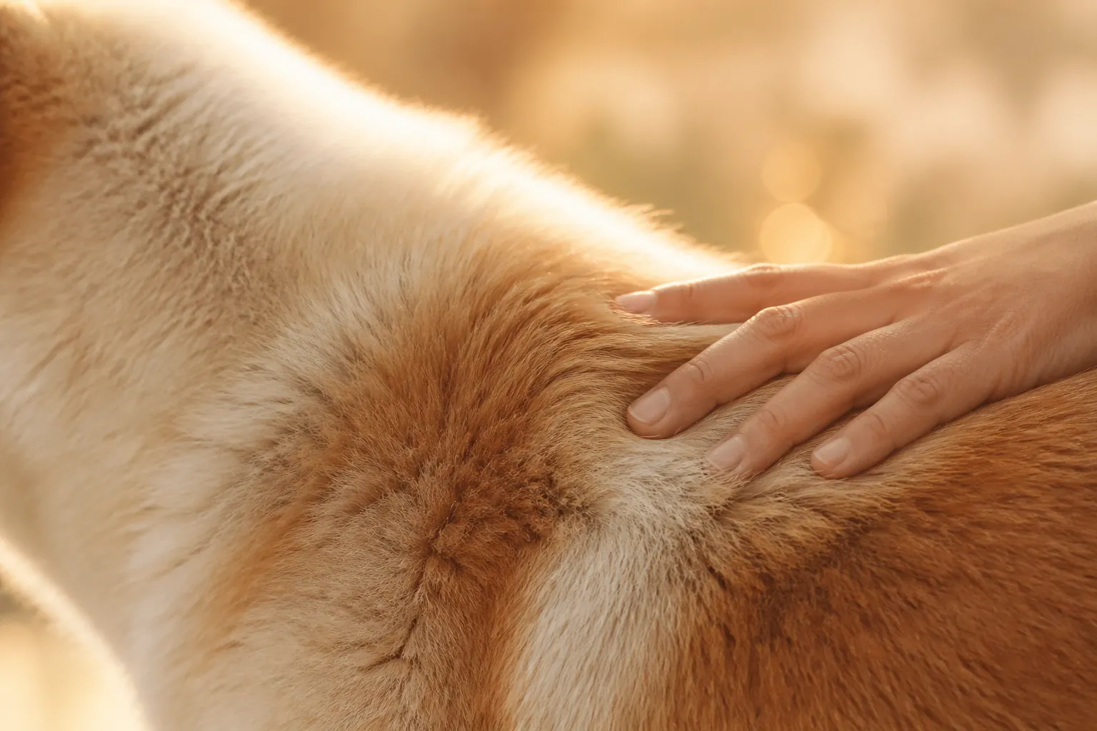 Akita Inu adulte au repos, pelage épais et dense
