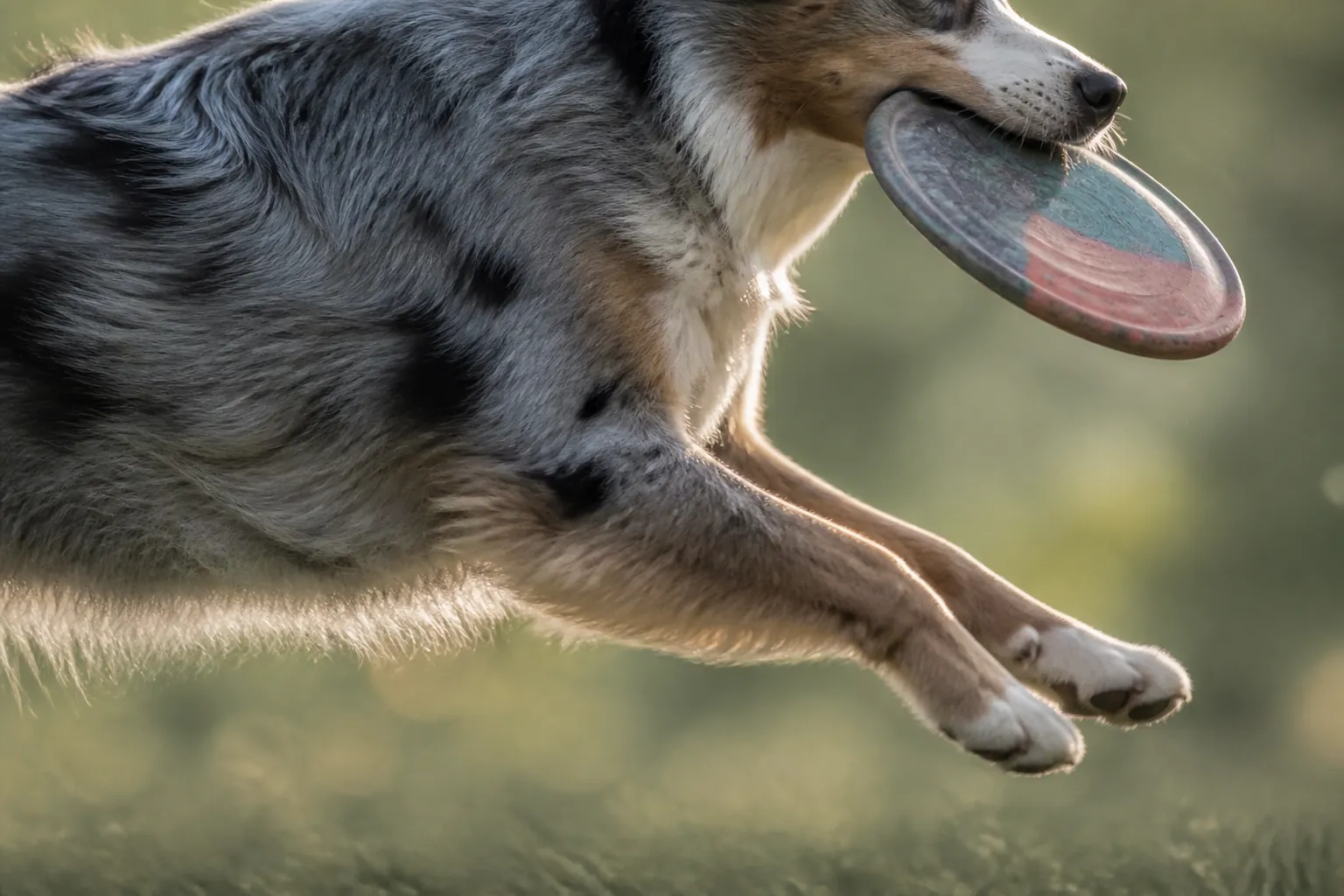 Berger australien en plein exercice de frisbee dans un parc