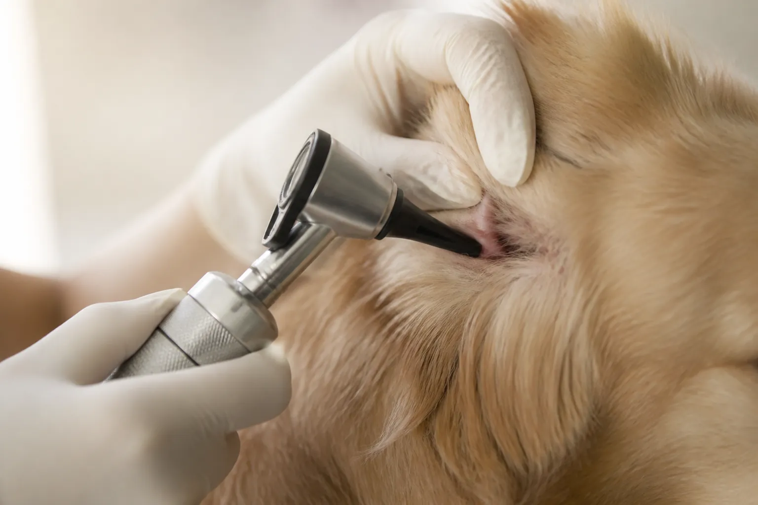 Chien chez le vétérinaire lors d'un examen de contrôle