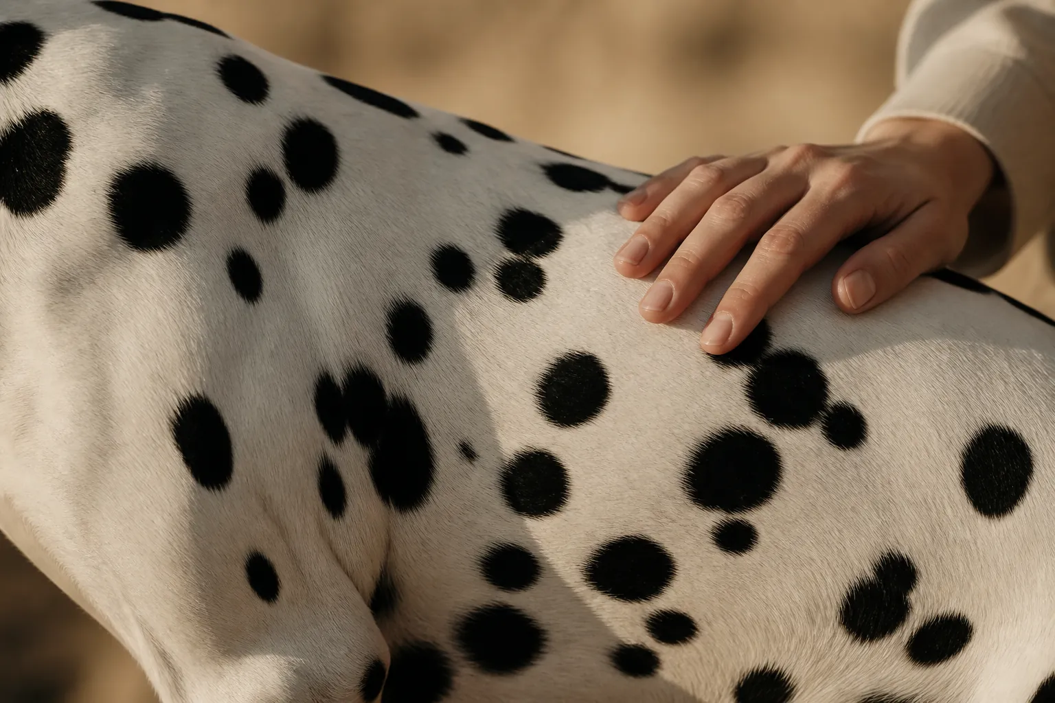 Dalmatien adulte de profil, taches noires sur fond blanc