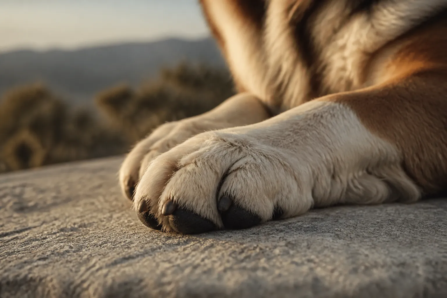 Saint-Bernard adulte en position debout, montrant sa stature massive et sa tête caractéristique