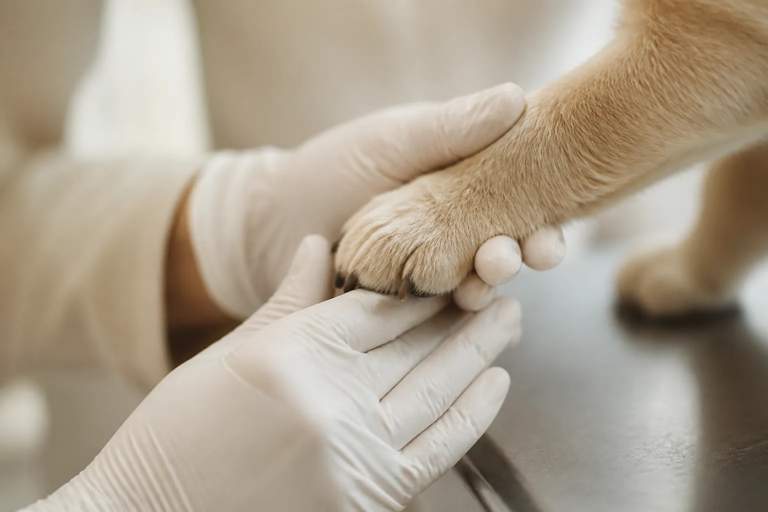 Chiot en consultation chez le vétérinaire, examen de routine