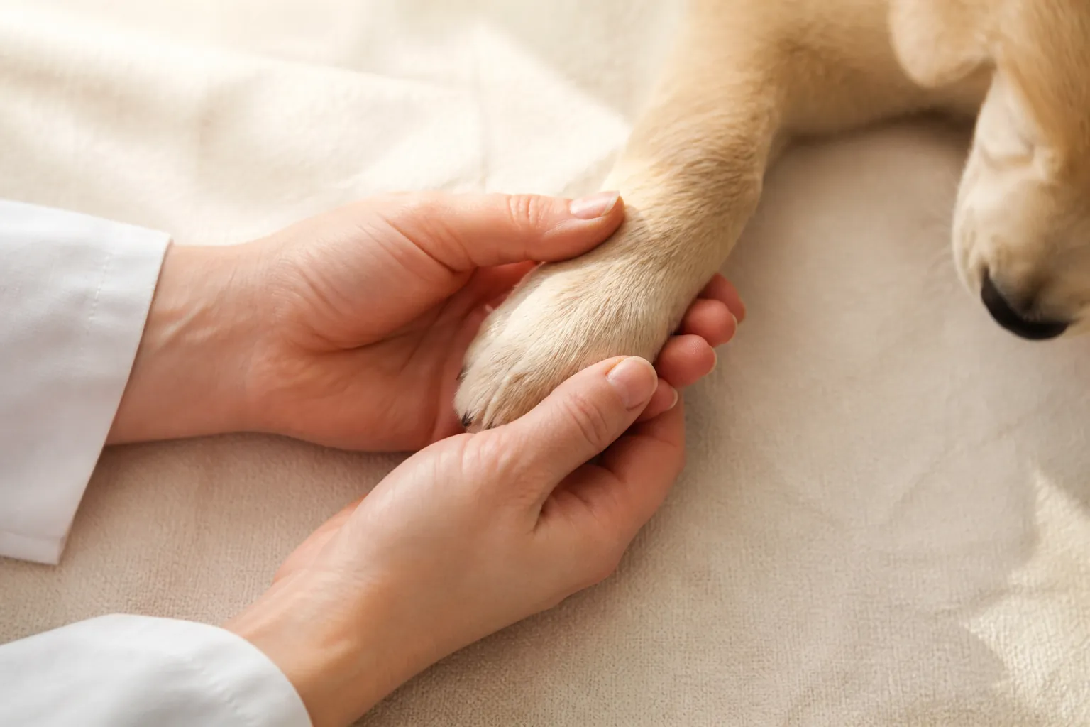 Chiot lors de sa première consultation vétérinaire avec carnet de santé