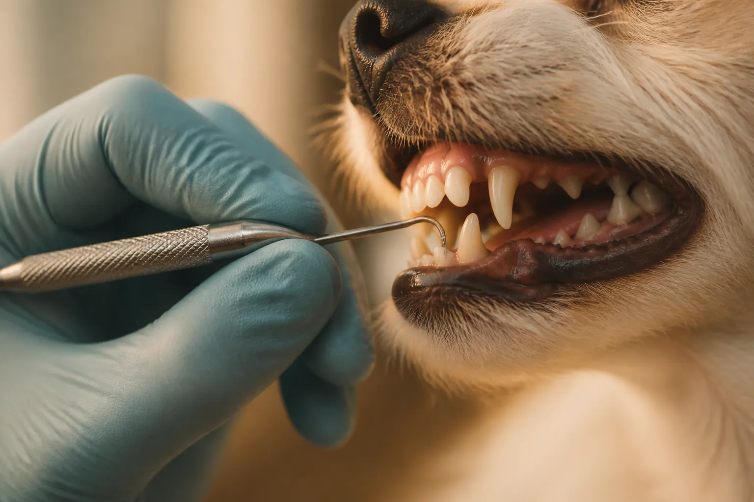 Radio dentaire vétérinaire montrant une résorption radiculaire sur une prémolaire de chien