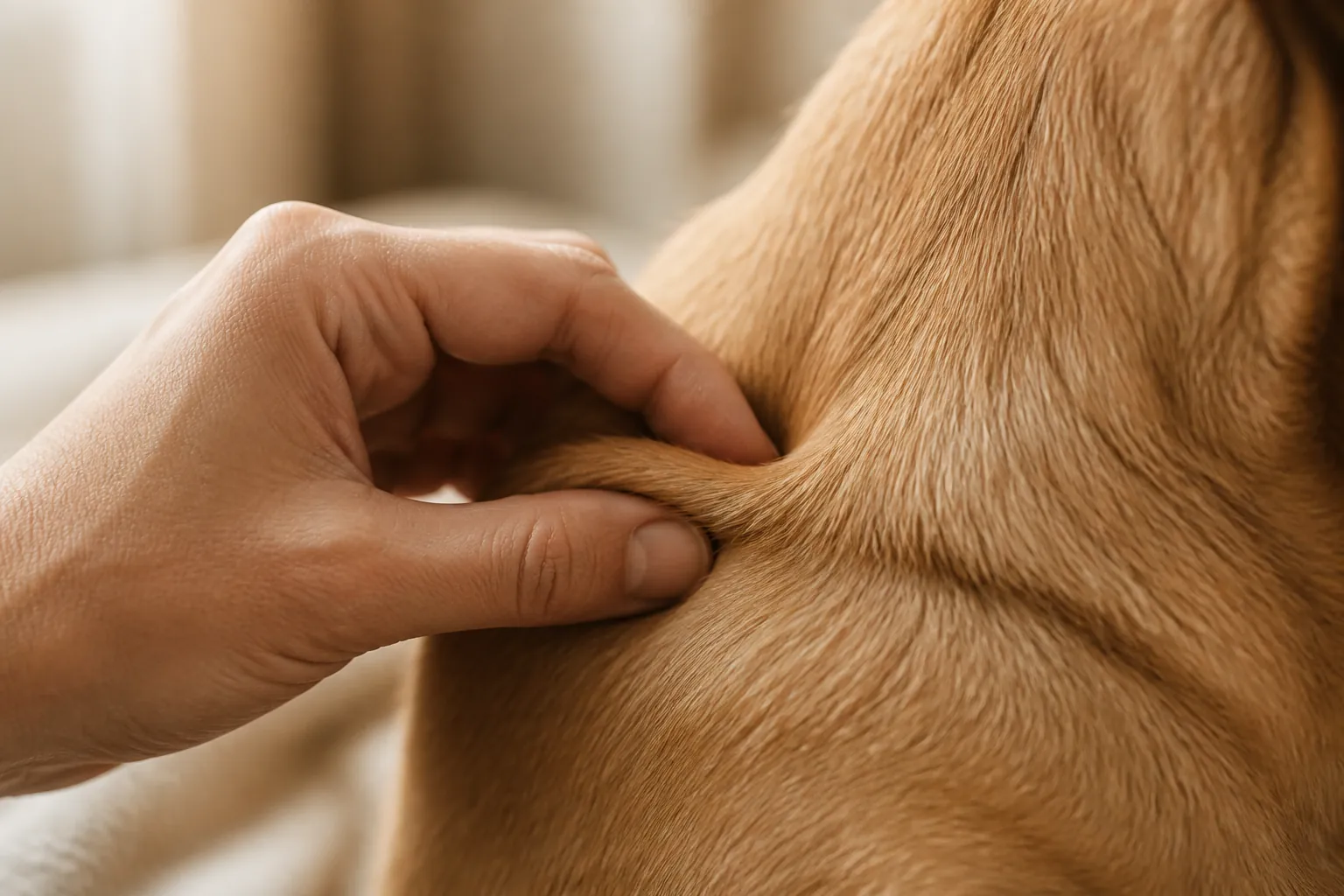 Propriétaire administrant une injection d'insuline sous-cutanée à un chien diabétique