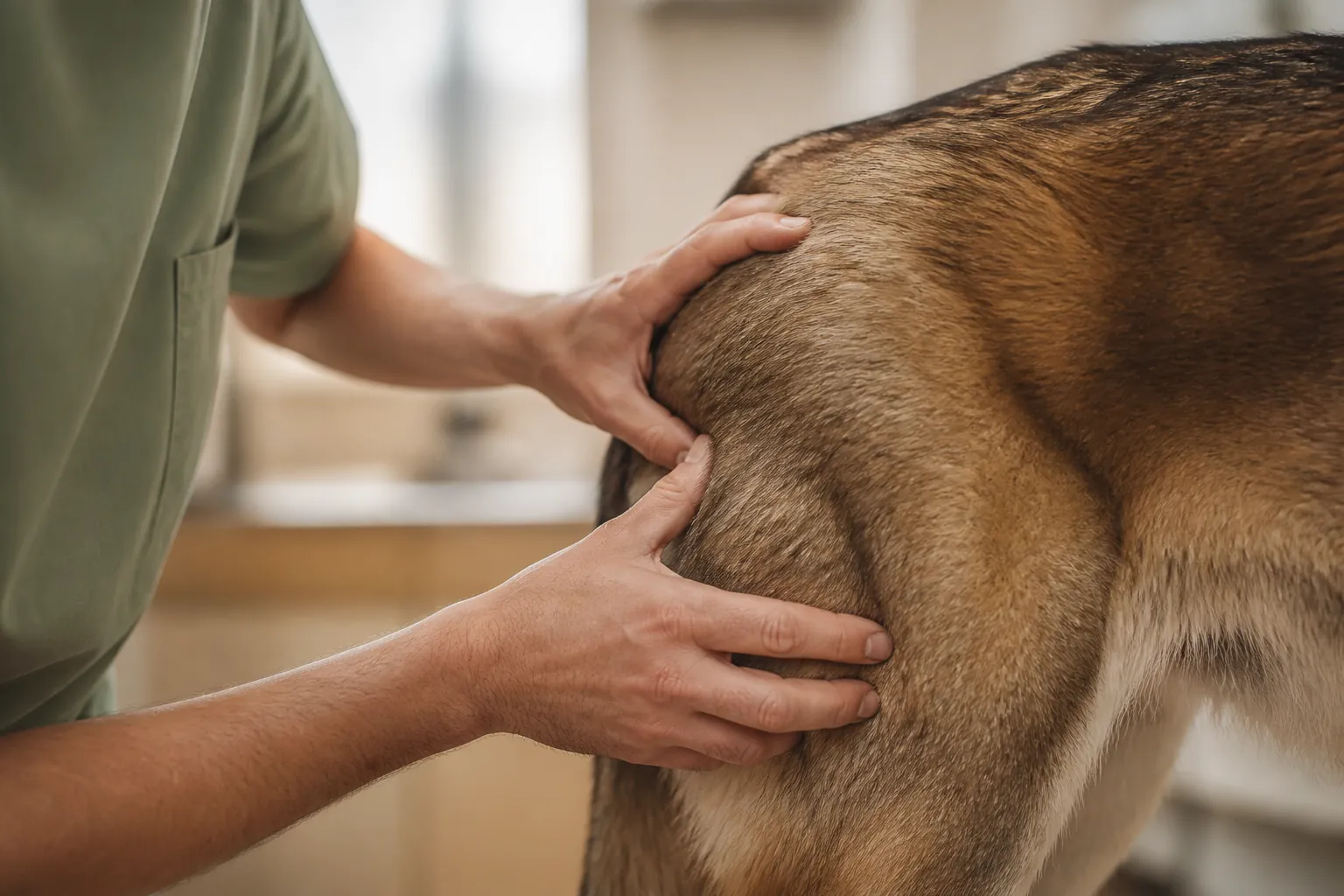 Radiographie de hanche de chien montrant une dysplasie de grade D