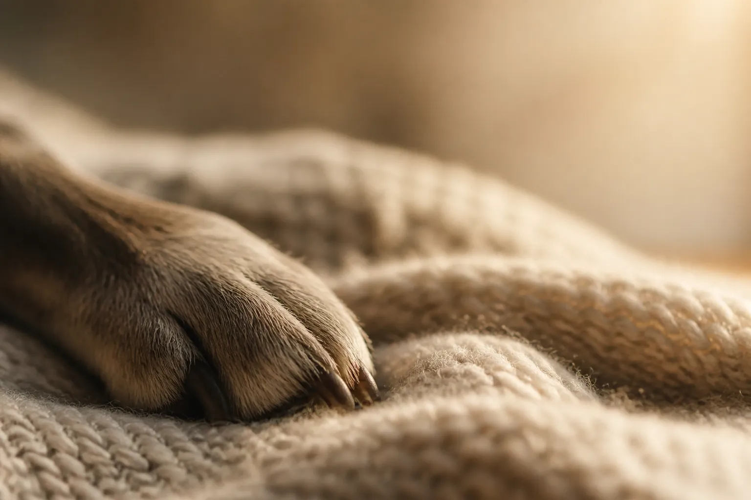Chien âgé allongé paisiblement sur un coussin à la maison