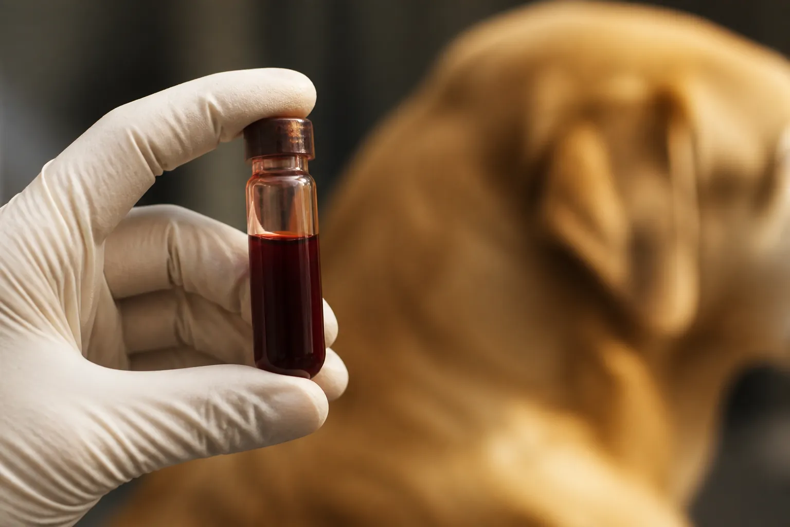 Prise de sang sur un Labrador pour bilan thyroïdien