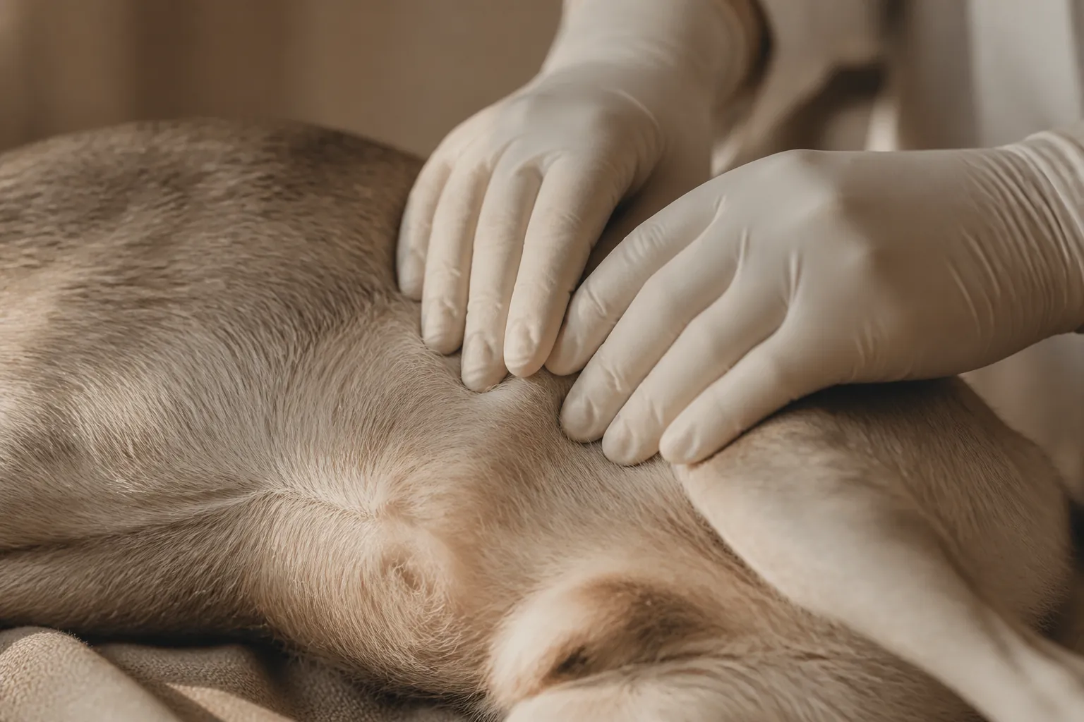 Endoscope vétérinaire lors d'une biopsie intestinale sur un chien sous anesthésie
