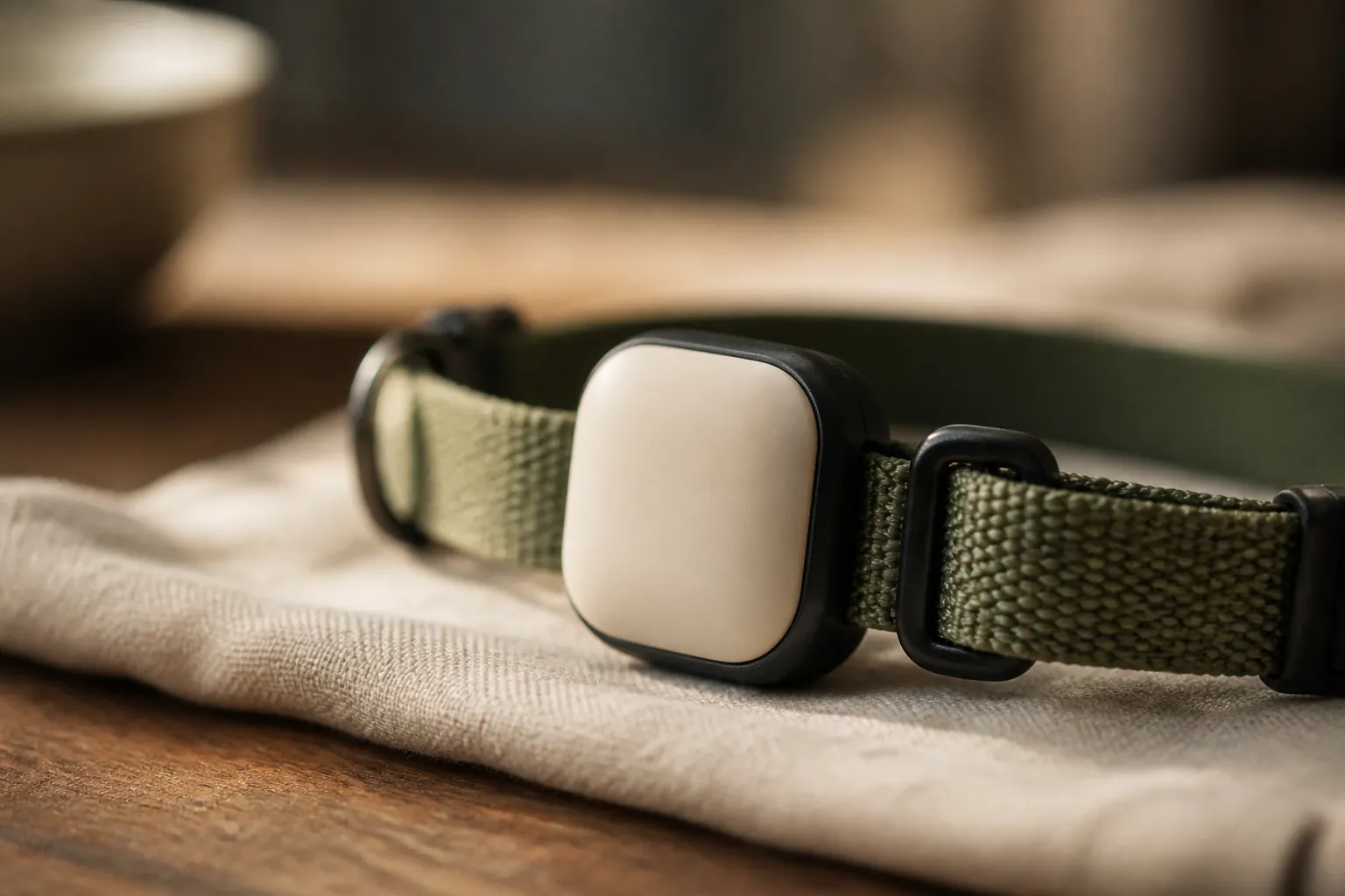 Collier GPS connecté sur un chien en promenade