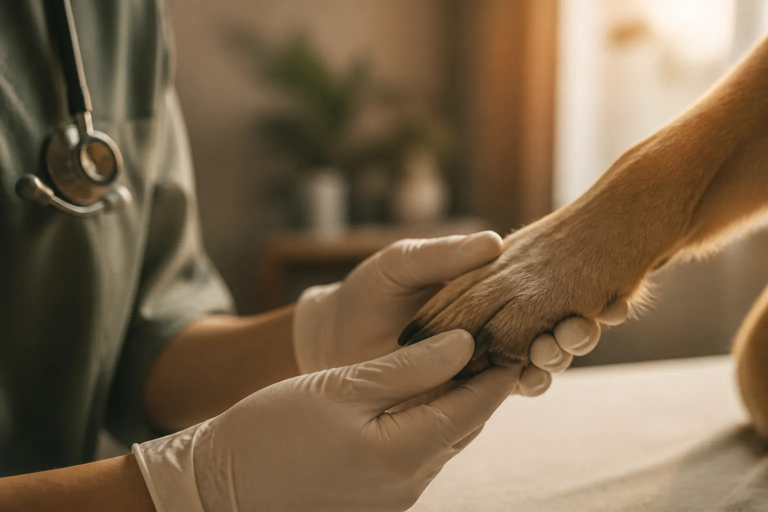 Vétérinaire examinant un chien lors d'une consultation spécialisée