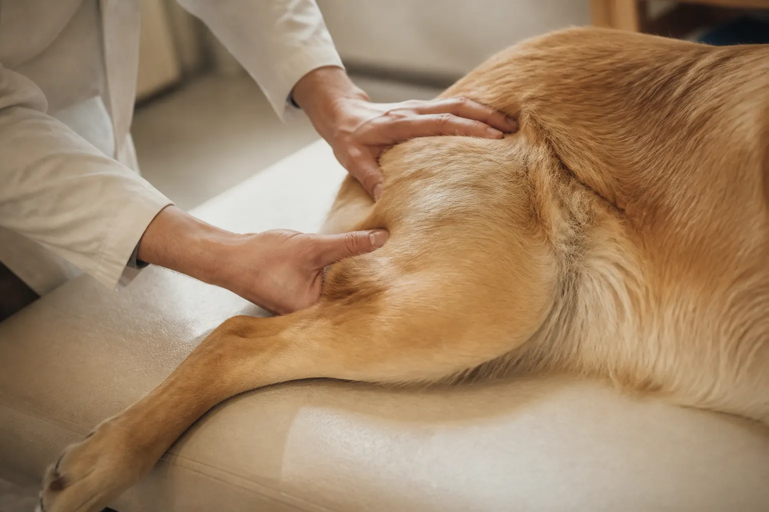 Chien géant en consultation vétérinaire avec radiographie