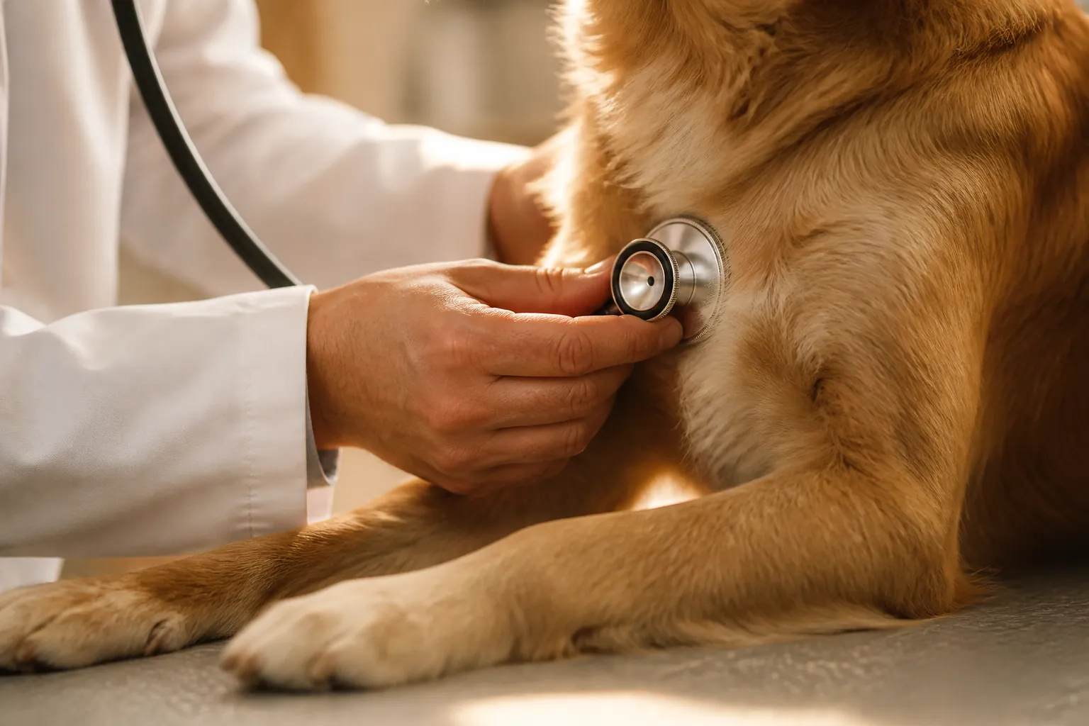 Vétérinaire examinant un chien sur la table de consultation