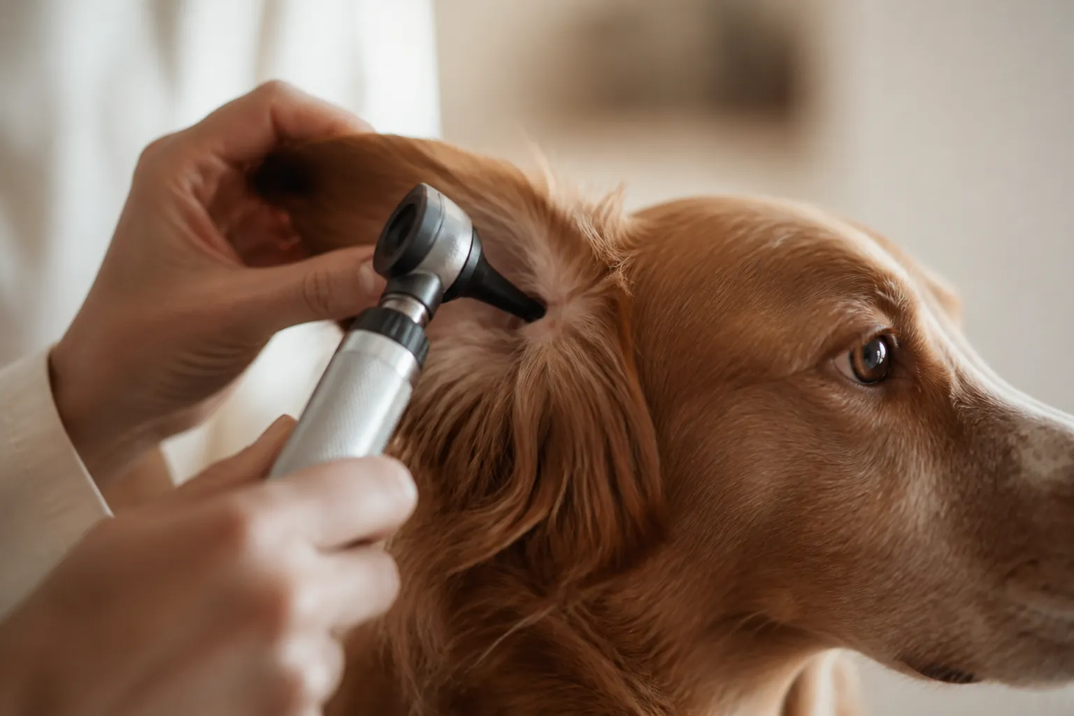Chien chez le vétérinaire lors d'un examen clinique